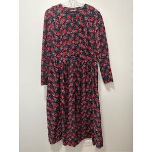 Vintage Laura Ashley Floral Corduroy Dress
